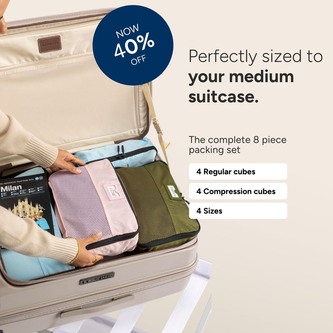 ZoomLite Medium Suitcase Packing Set - 8 Compression + Regular Cubes - Packing Cubes - Zoomlite