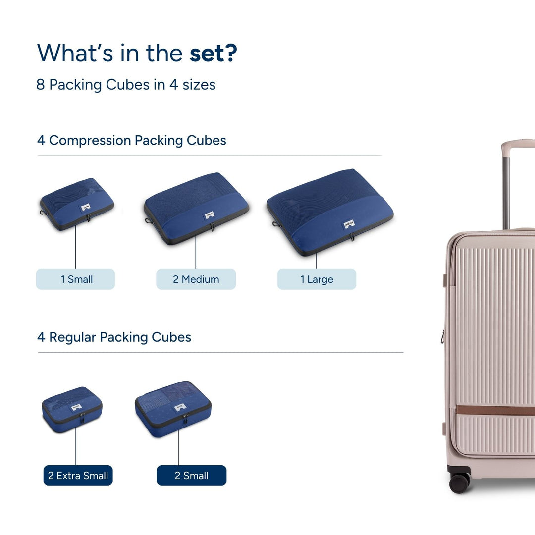ZoomLite Medium Suitcase Packing Set - 8 Compression + Regular Cubes - Packing Cubes - Zoomlite