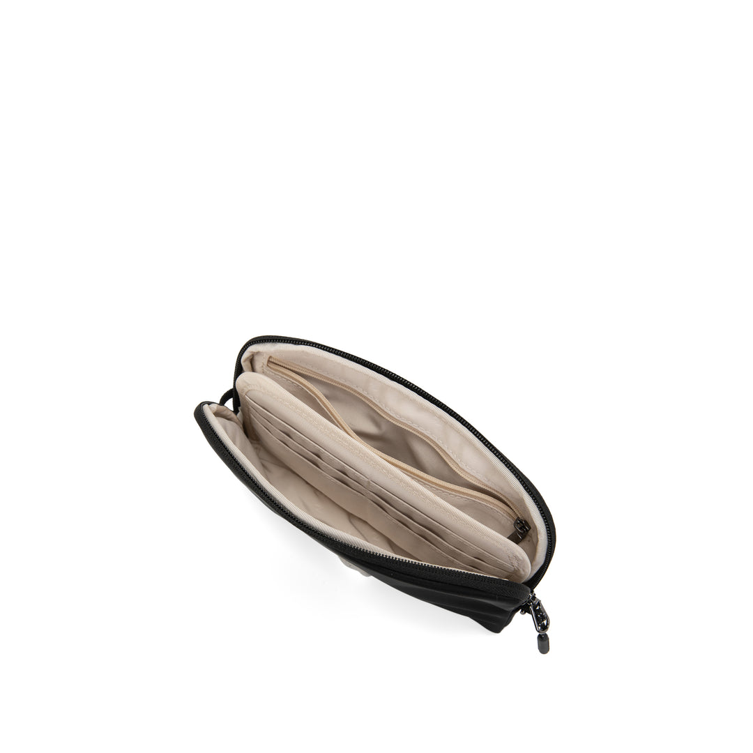 Anti-Theft Passport Pouch in Black | Open showing card slots | Zoomlite