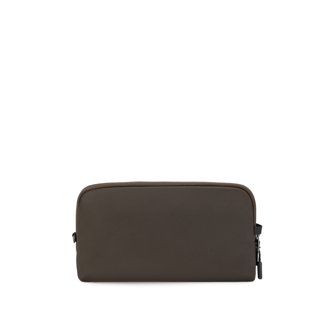 Anti-Theft Passport Pouch in Mocha | Angled front view | Zoomlite