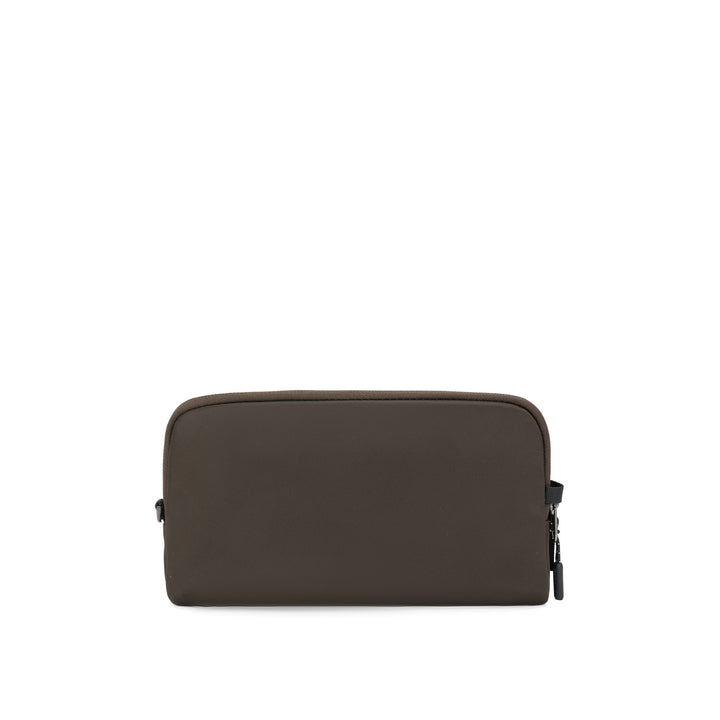 Anti-Theft Passport Pouch in Mocha | Angled front view | Zoomlite