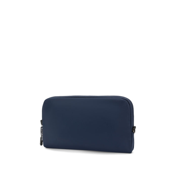 Anti-Theft Passport Pouch in Navy | Angled front view | Zoomlite