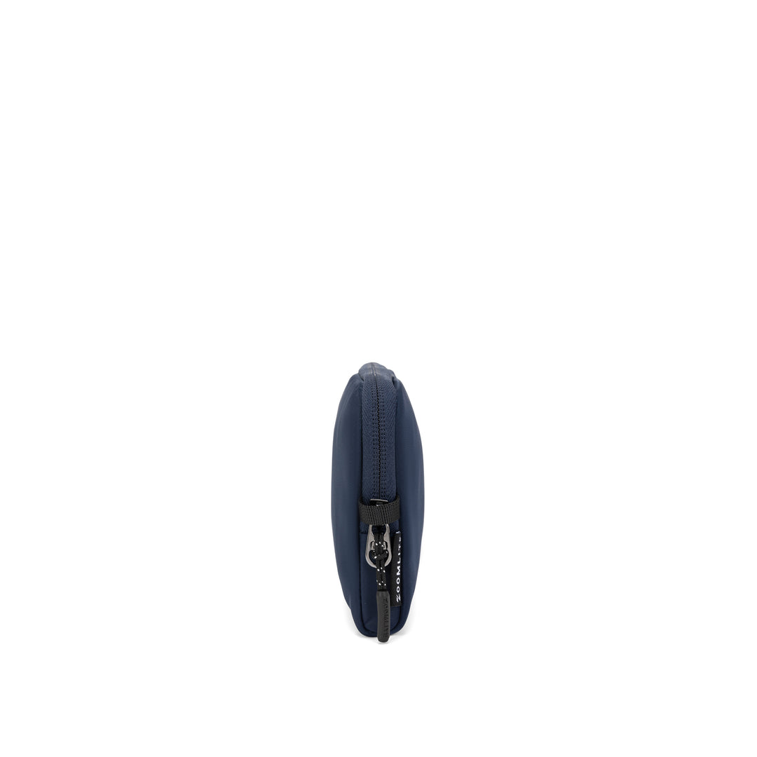 Anti-Theft Passport Pouch in Navy | Side view | Zoomlite