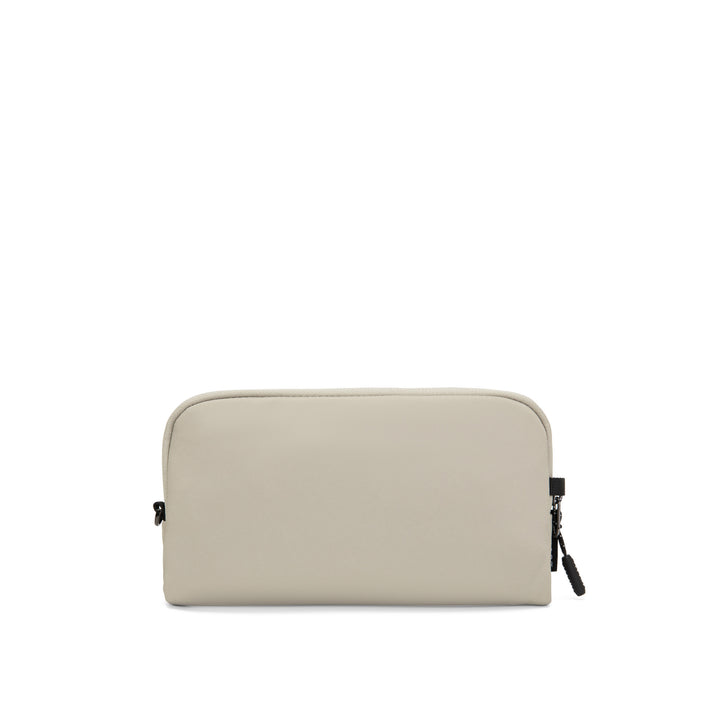 Anti-Theft Passport Pouch in Pebble | Angled front view | Zoomlite