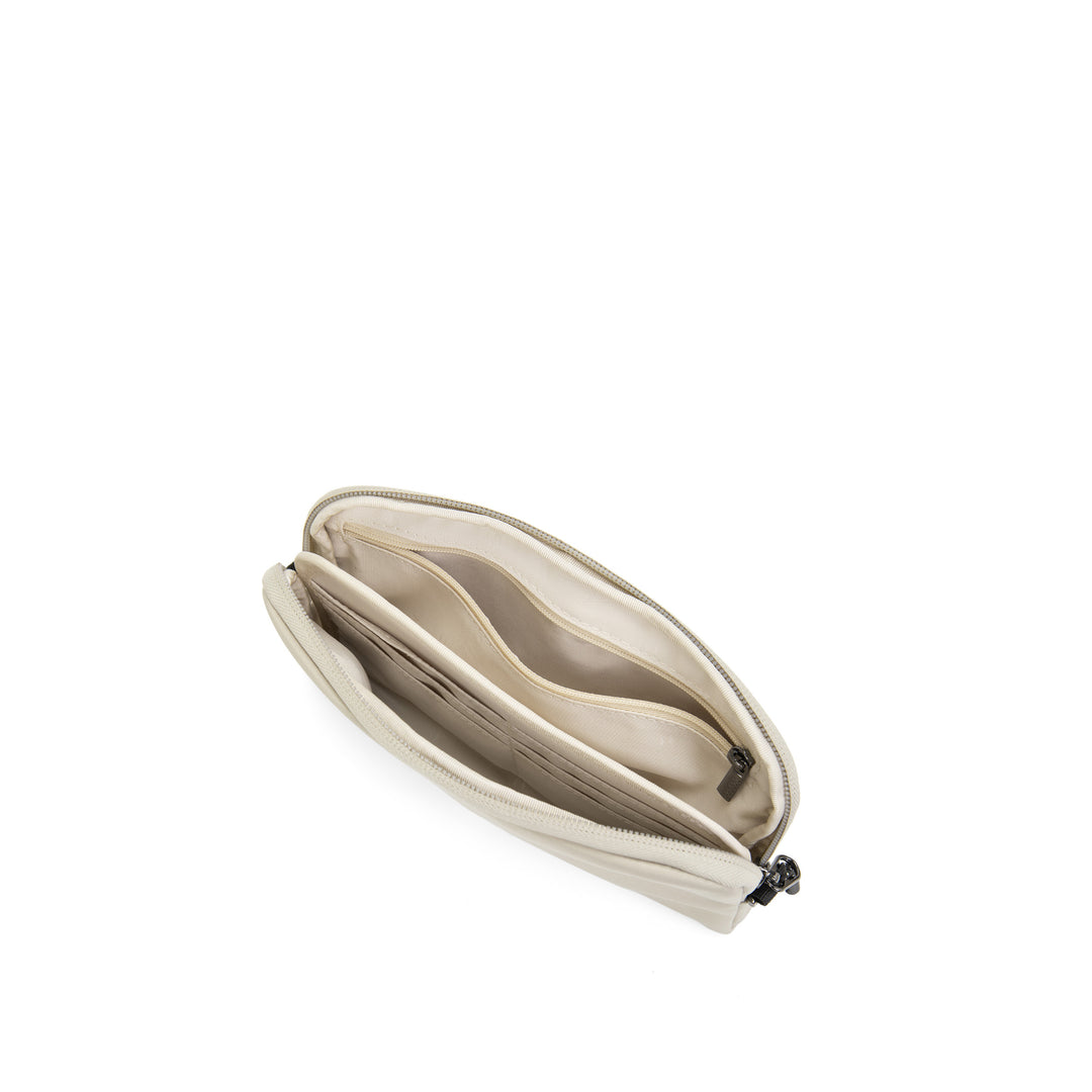 Anti-Theft Passport Pouch in Pebble | Open showing card slots | Zoomlite