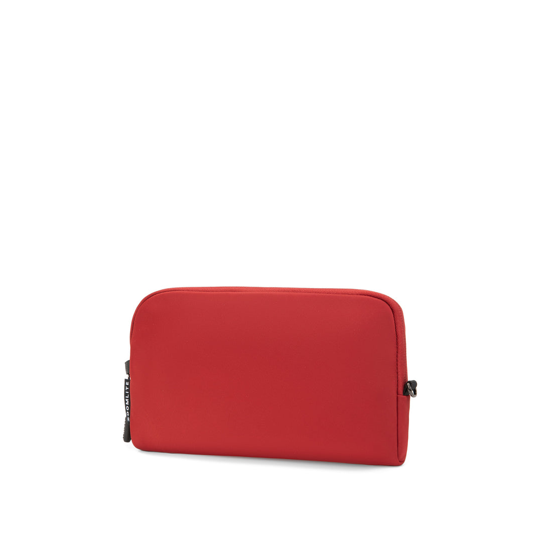 Anti-Theft Passport Pouch in Red | Angled front view | Zoomlite