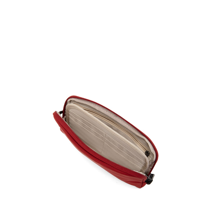 Anti-Theft Passport Pouch in Red | Open showing card slots | Zoomlite