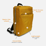 Convertible Backpack - Laptop - Crossbody#colour_mustard
