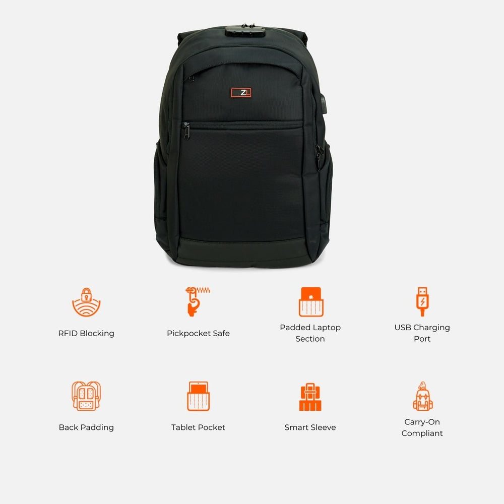 Laptop Backpack for Men | RFID Secure | Water Resistant | Zoomlite - Backpacks - Zoomlite