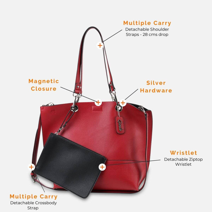 features illustrated of the red womens tote bag#colour_scarletblk