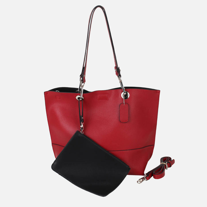 Gisele vegan leather ladies crossbody bag with black zip pouch#colour_scarletblk