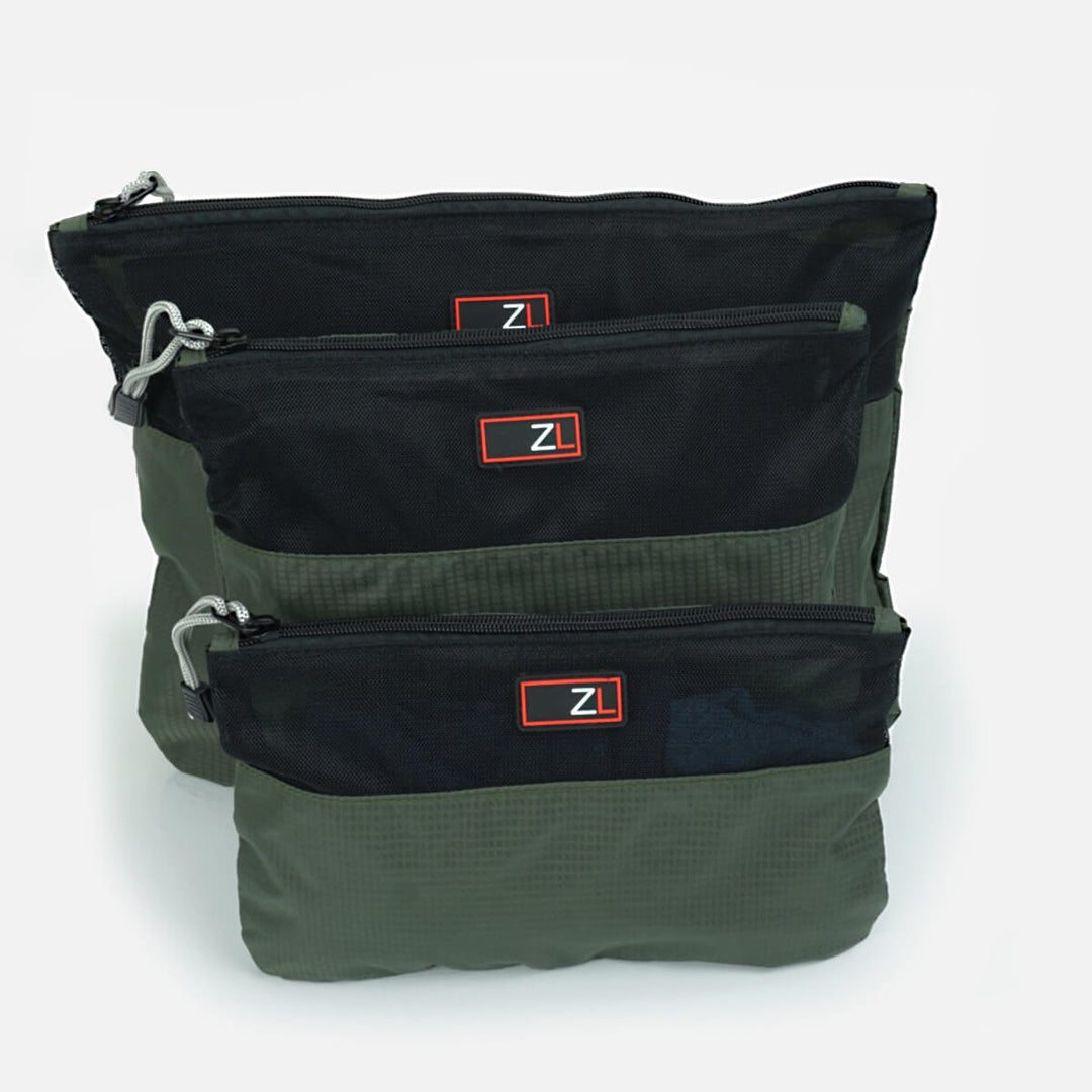 Zoomlite 3 pc Zippered pouch stores cameras, mobile phones