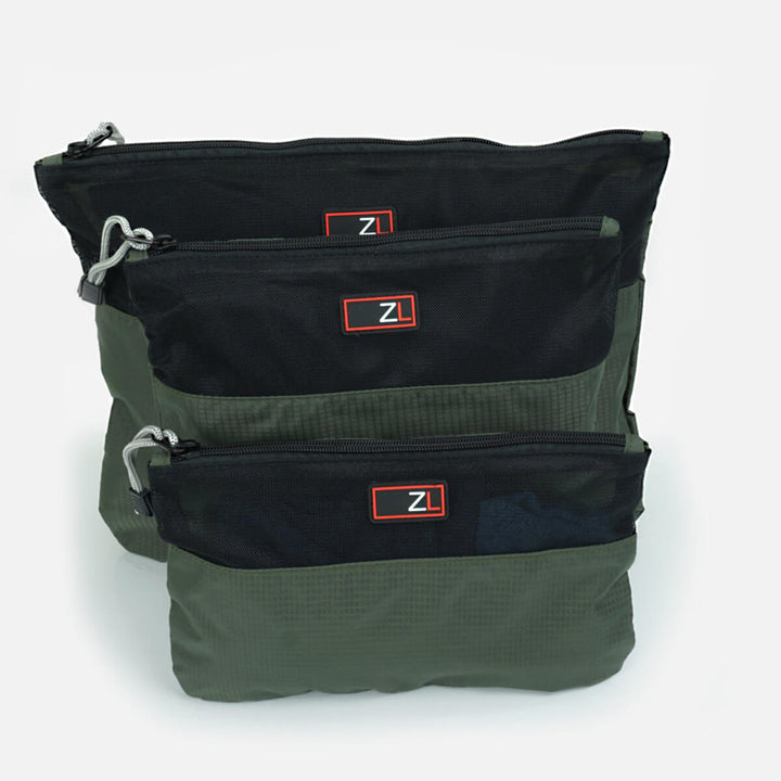 Zoomlite 3 pc Zippered pouch stores cameras, mobile phones