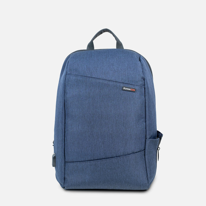 Front view of lightweight anti-theft backpack with laptop and tablet compartments - Navy