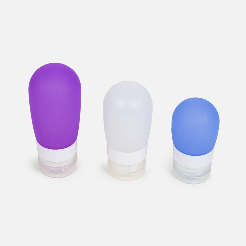 Silcone Travel Bottles - 3 Pc Travel Set with Clear Pouch | Zoomlite - Accessories - Zoomlite