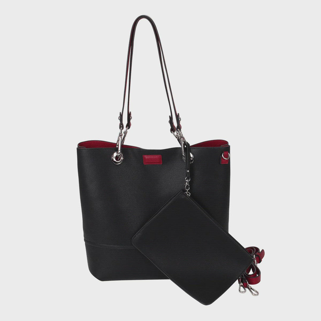 animation of the convertible handbag#colour_scarletblk
